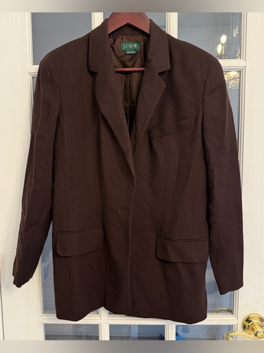 J. CREW Women's Vintage Dark Brown 100% Wool Single Button Blazer Jacket Size 6P